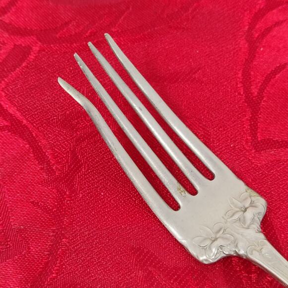 Wm. Rogers German Silver Dinner Fork PAT July 9,12 Ornate Flowers - Picture 3 of 9